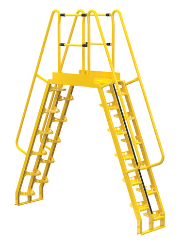 Alternating 12 Step Cross-Over Ladder w/ 68 Degree Step Angle & 32
